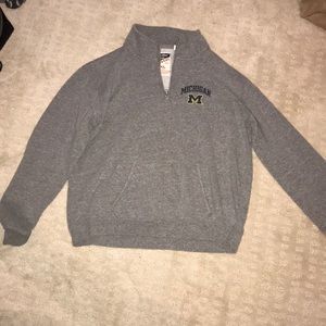 Grey University of Michigan quarter zip sweatshirt